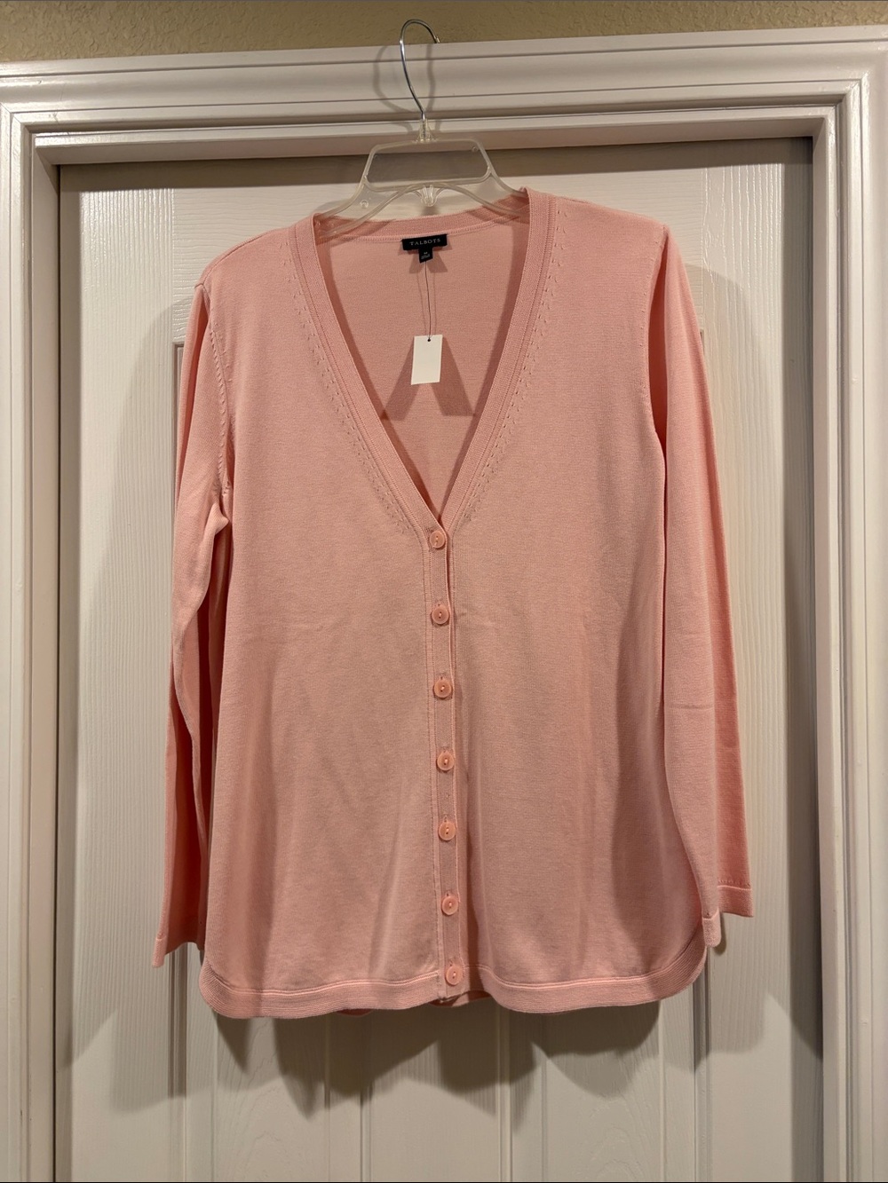 Talbots Women's Soft V-Neck Button Cardigan Sweater - Light Pink NWT size M